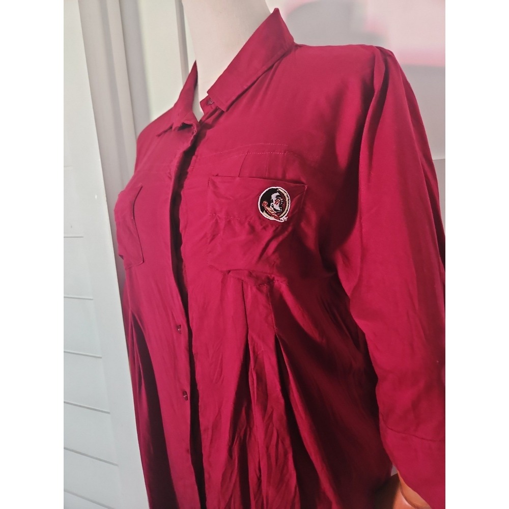 UG Apparel Women's Small Garnet FSU Seminoles Cotton Viscose Button Shirt